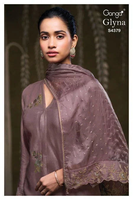 Glyna 4379 By Ganga Bemberg Russian Designer Salwar Suits Wholesalers In Surat